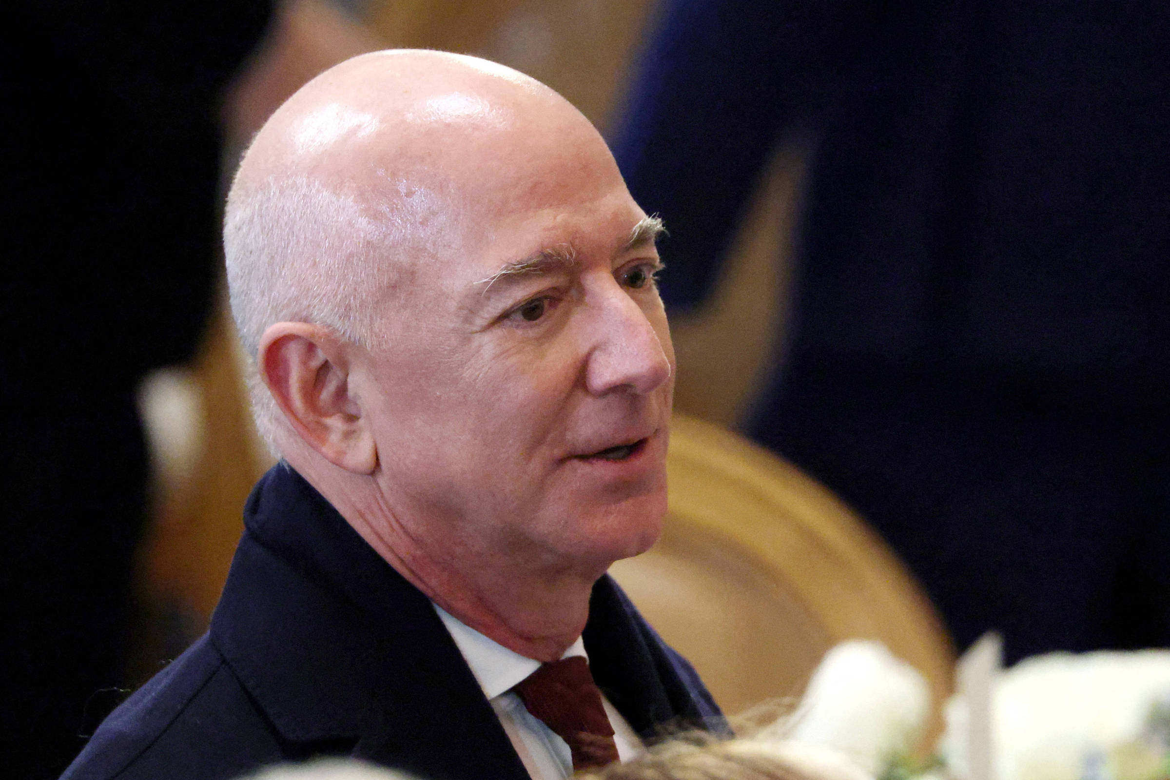 Jeff Bezos, fundador da Amazon, durante cerimônia de posse de Donald Trump